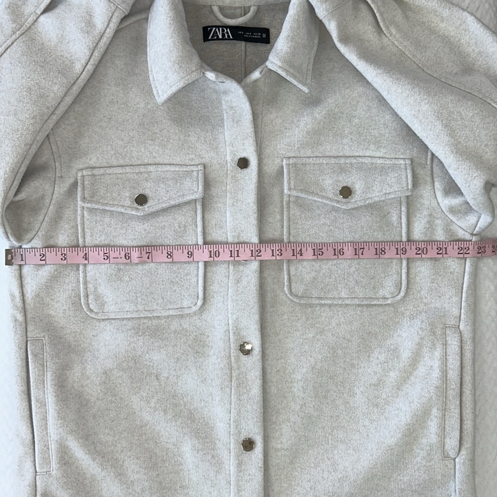 Zara Soft-Touch Overshirt Oversized Shacket Woman’s Size Small Light Gray - Picture 6 of 17